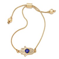 Pave Crystal Hamsa Hand Simple Gold Tone Bracelet